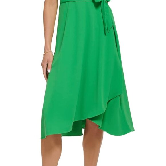 DKNY Faux wrap dress, High/Low, Apple green Size 4 New with tags - Picture 4 of 13